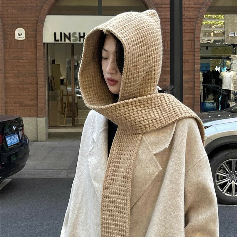 レディースニットキャップマフラー一体型 (T)