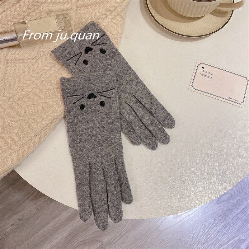 スマホ対応　猫デザイン手袋 (T)