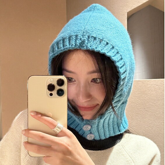 レディースニットキャップ　バラクラバフードウォーマー (T)