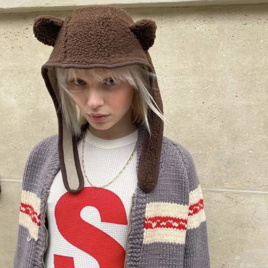 クマ耳　もこもこレディース帽子 (T)