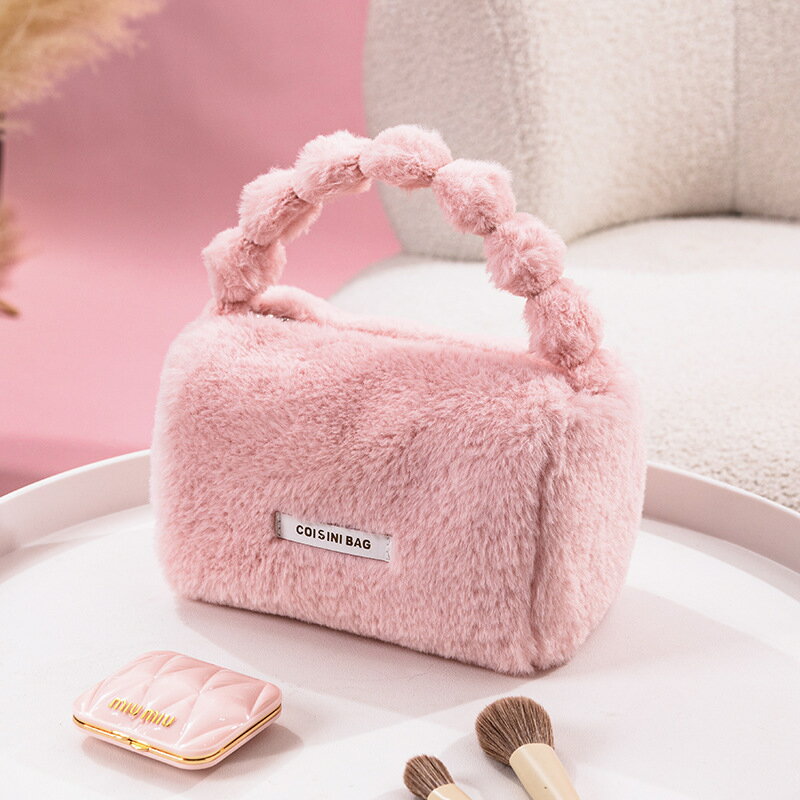 ミニトートバッグ　ファーハンドルバッグ (T)