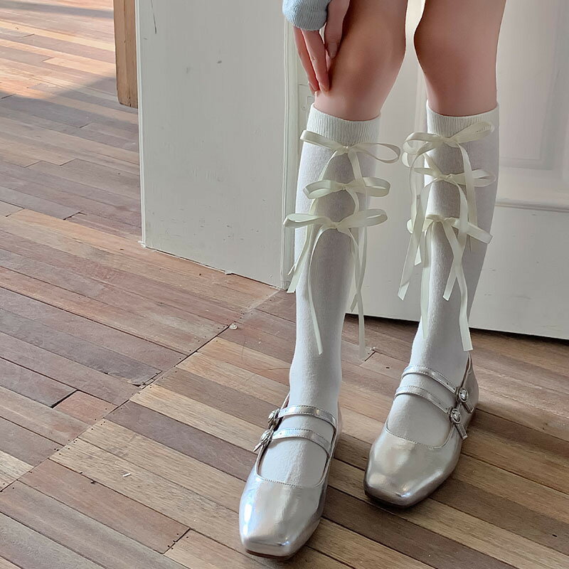 リボン付き靴下　バレエコア (T)