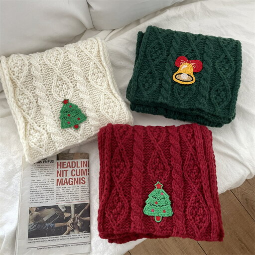 クリスマスマフラー ニット帽 ホワイト グリーン レッド 帽子 可愛い おしゃれ かわいい 暖かい 防寒 冬 (T) クリスマスマフラー ニット帽 ホワイト グリーン レッド 帽子 可愛い おしゃれ かわいい 暖かい 防寒 冬 (T)