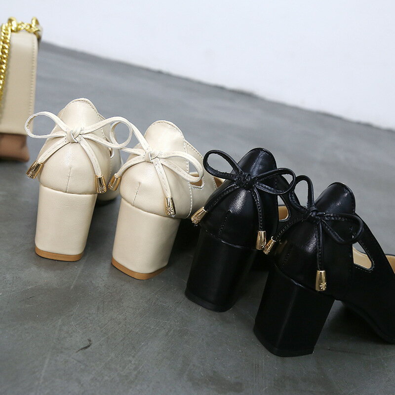 リボン付きハイヒールパンプス (T)