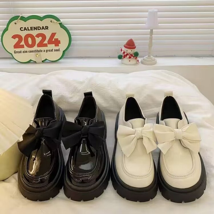 革靴ローファー蝶結びレディースシューズ (T)