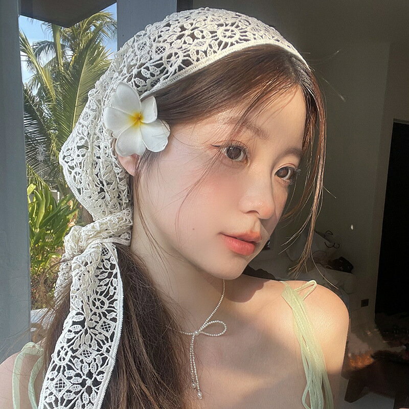 三角スカーフ　ヘアバンド　フラワー (T)