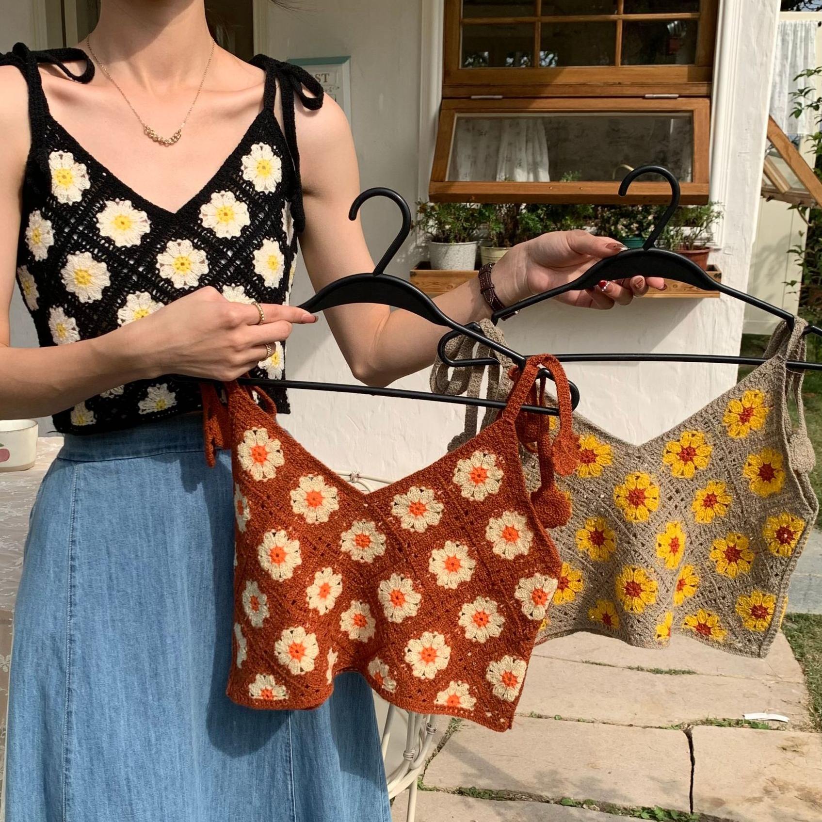 透かし編みベスト ビスチェ (T)