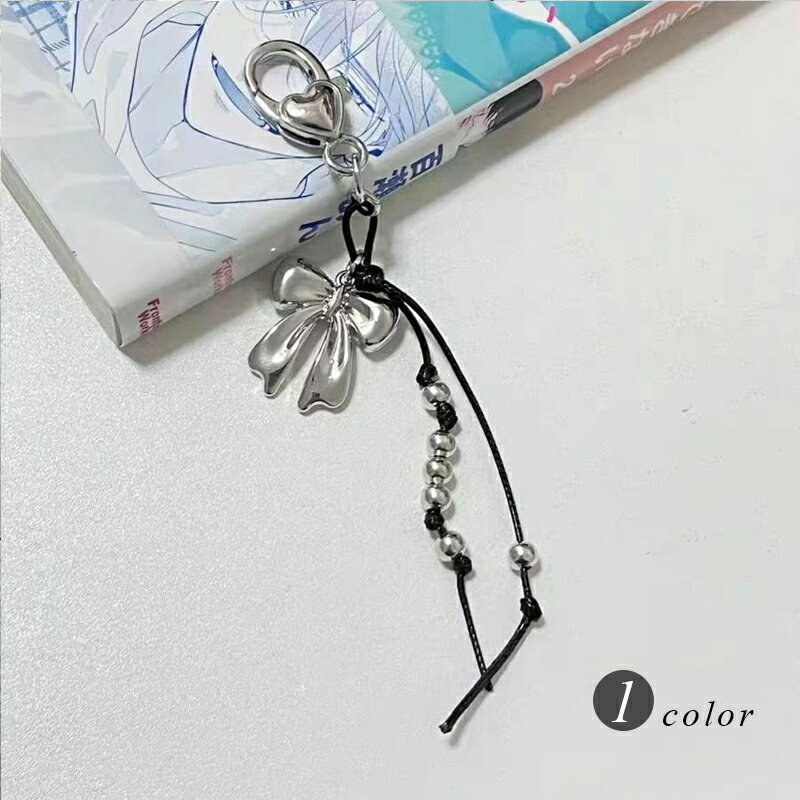 バッグチャーム　キーホルダー　ハート　リボン (T)