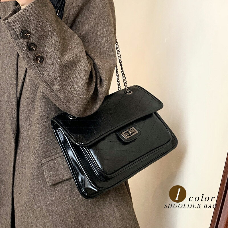 ショルダーバッグ PUバッグ スクエアデザイン (T)