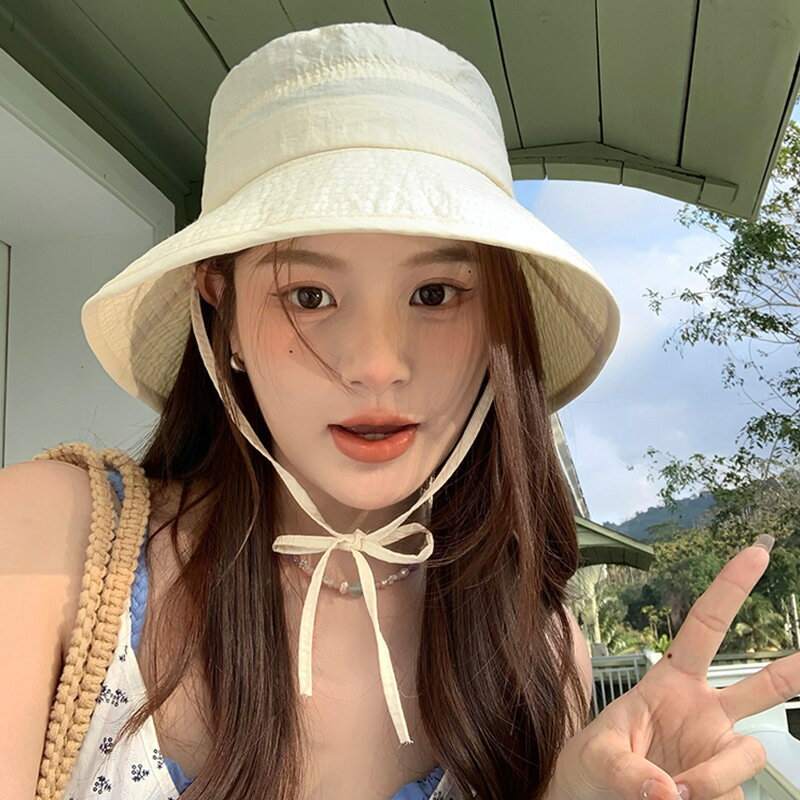 無地バケットハット　リボン付き (T)