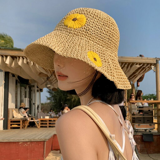麦わら帽子 UVカット 春夏 レディース 韓国ファッション オシャレ ストロー 雛菊 (T) 麦わら帽子 UVカット 春夏 レディース 韓国ファッション オシャレ ストロー 雛菊 (T)