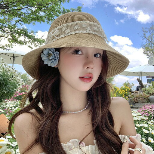 UVカット麦わら帽子 リボン付き (T) UVカット麦わら帽子 リボン付き (T)