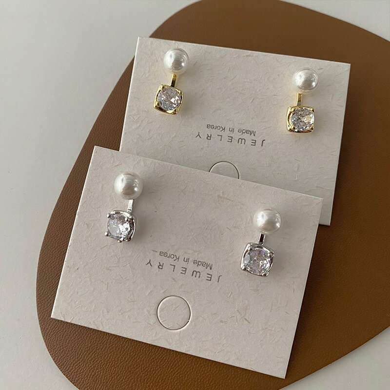 レディースピアス　金属風パールデザイン (T)