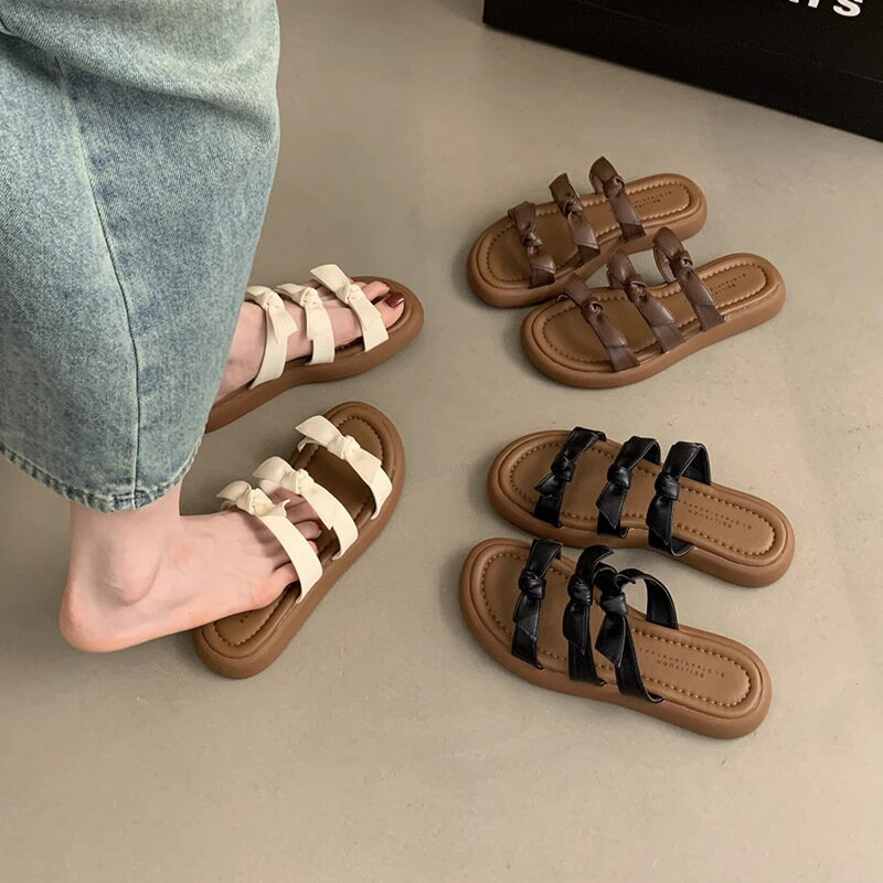 サンダル　スリッパ　レディース　春夏　デザイン　結び (T)