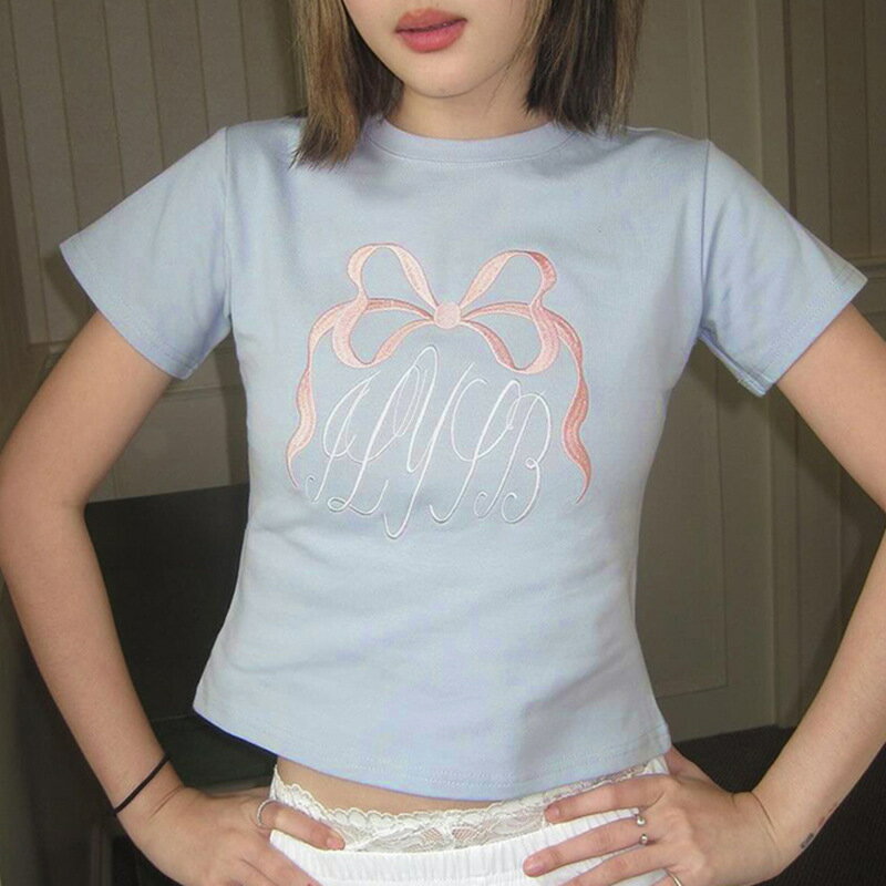 ショート丈リボンTシャツ (T)