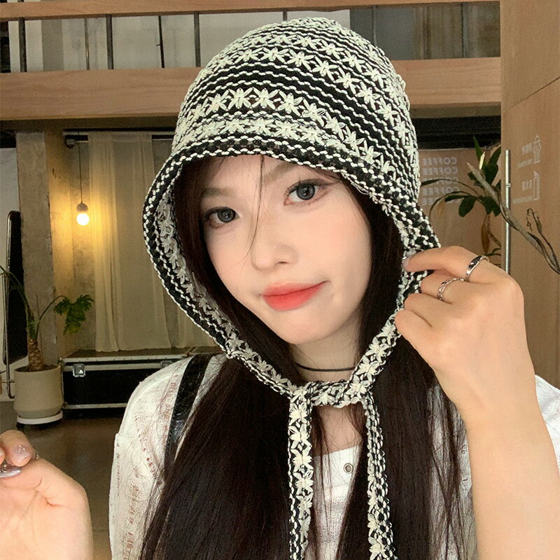 ニット帽子 バラクラバ レディース 韓国ファッション デザイン リボン (T)
