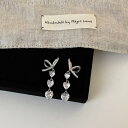 リボンデザイン金属風ピアス (T)(4)