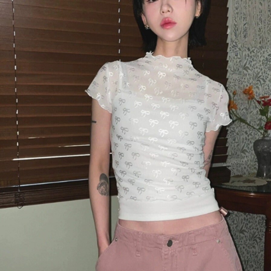 Three-Quarter - リボントップス Tシャツ (T)