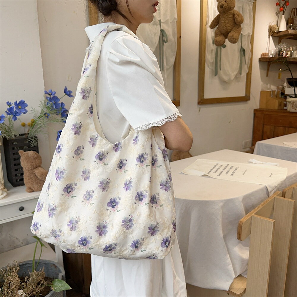 花柄エコバッグ 帆布トートバッグ (T)