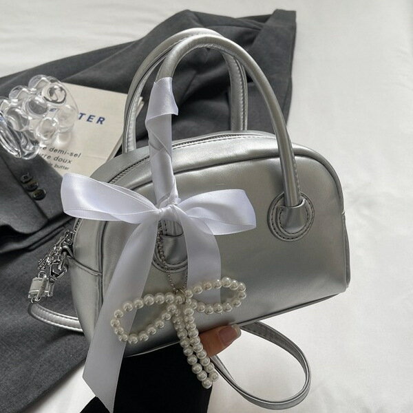 Rakuten - リボンショルダーバッグ　メタリック (T)