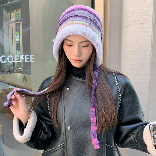 ニット帽子 イヤーフラップ レディース 韓国ファッション デザイン (T) ニット帽子 イヤーフラップ レディース 韓国ファッション デザイン (T)