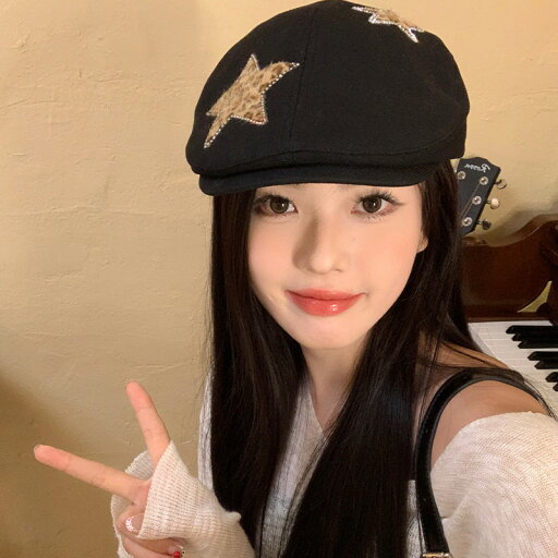 ハンチング帽 星 レディース 韓国ファッション (T) ハンチング帽 星 レディース 韓国ファッション (T)