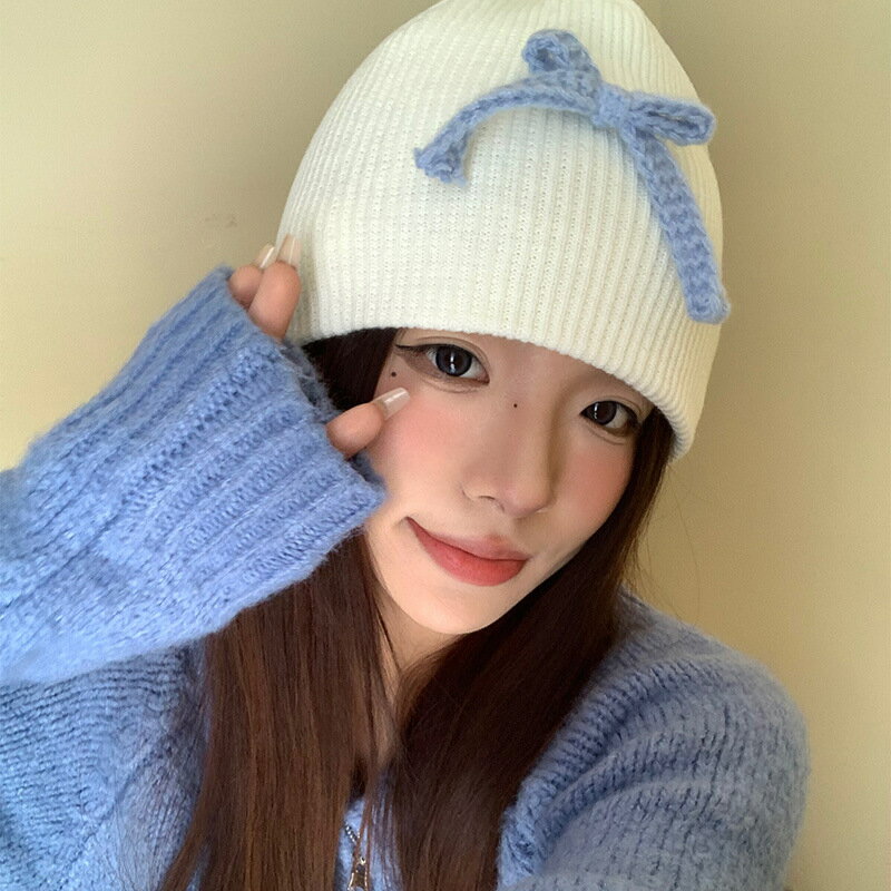リボンニットキャップ　ビーニー (T)