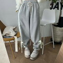 スウェットパンツ ワイドパンツ デザイン 韓国ファッション ゆったり リボン (T)