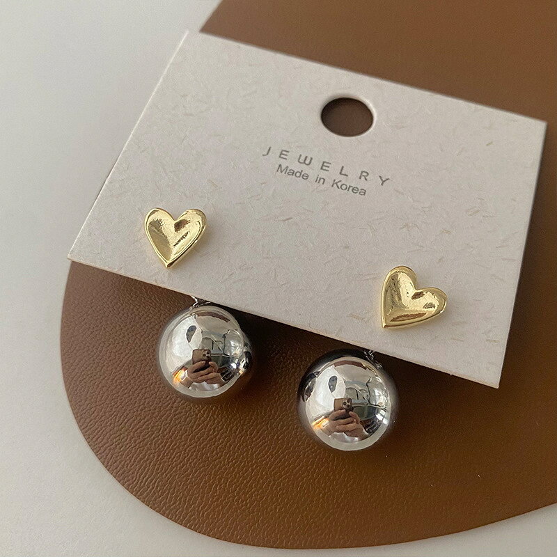 樂天商城 - ハートデザイン金属風ピアス (T)