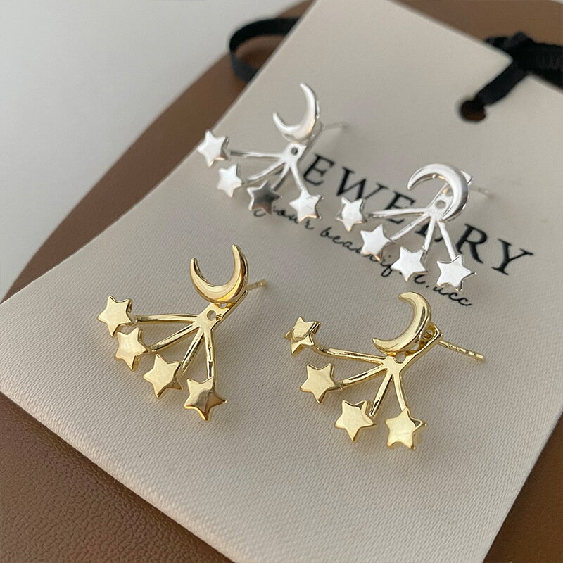 星と月のデザインピアス (T)