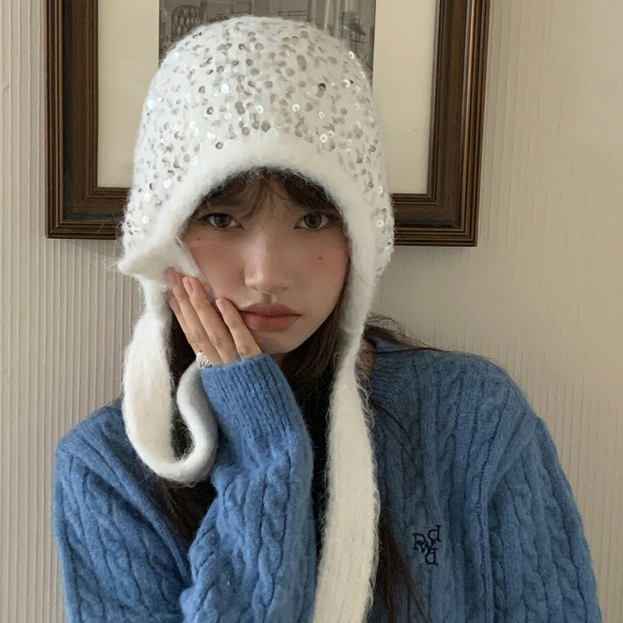 イヤーニットキャップ　スパンコール (T)