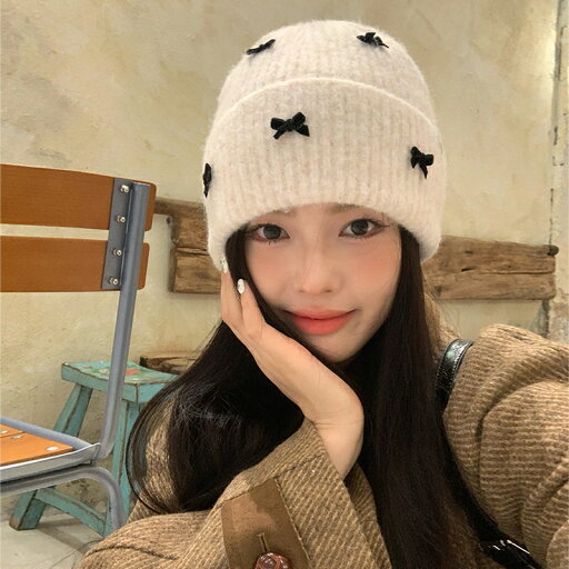 リボン付きニットキャップ (T) リボン付きニットキャップ (T)