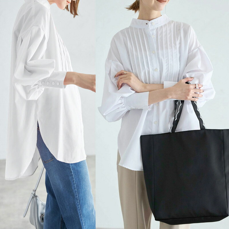 ゆったりデザインのシャツブラウス (T)