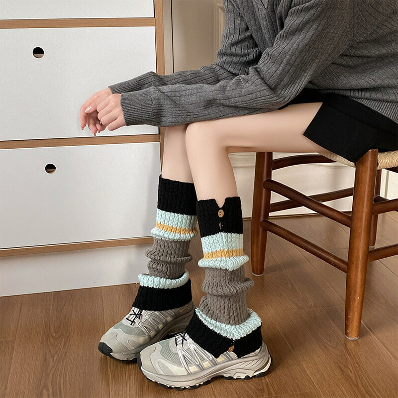 レッグウォーマー　デザイン　レディース　韓国ファッション　y2k　ボーダー柄 (T)の商品画像