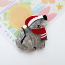 クリスマスネコデザインブローチ おしゃれ 可愛い 冬 Christmas かわいい 大人 レディース レッド グリーン クリスマスグッズ イベント パーティー クリスマスカラー(T)