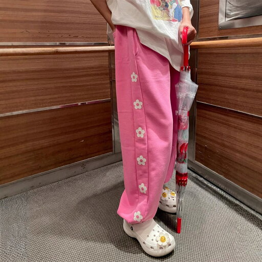 花ワイドパンツ チェック柄 デザイン (T) 花ワイドパンツ チェック柄 デザイン (T)