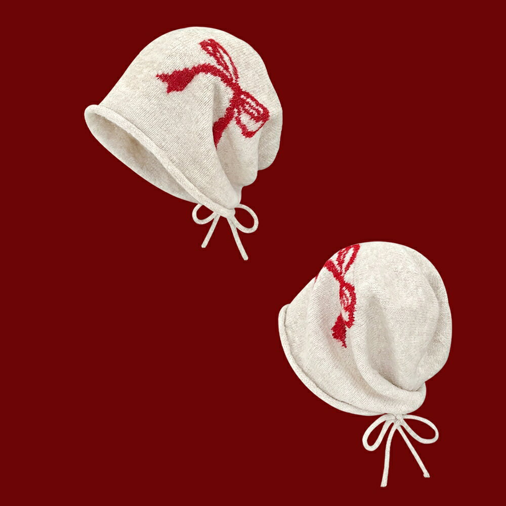 Knit Hat - ニットキャップ ビーニー レディース 韓国ファッション リボン (T)