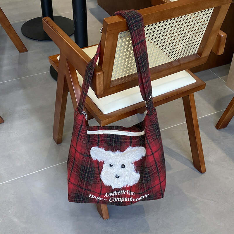 トートバッグ ズックバッグ キャンバス デザイン 韓国ファッション 犬 (T)