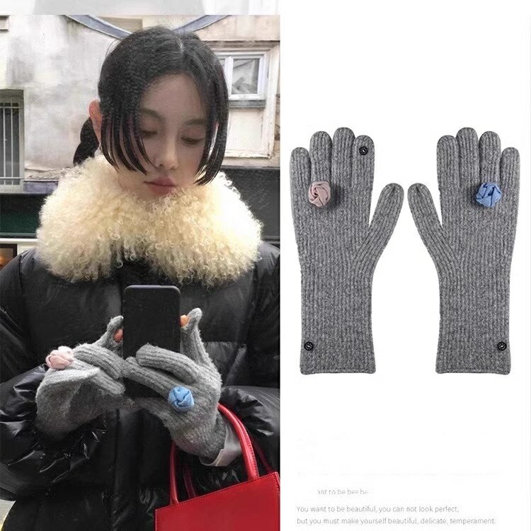 乐天商城 - 手袋 レディース 韓国ファッション かわいい ニット バラ (T)