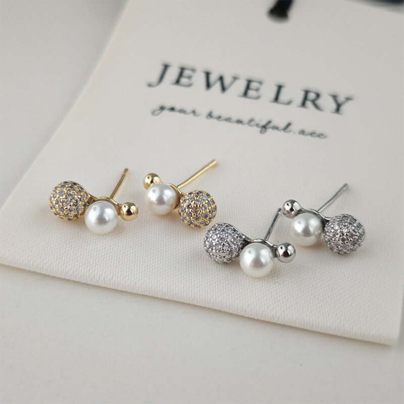 Cubic Zirconia - ピアス レディース 韓国ファッション デザイン 金属風 (T)