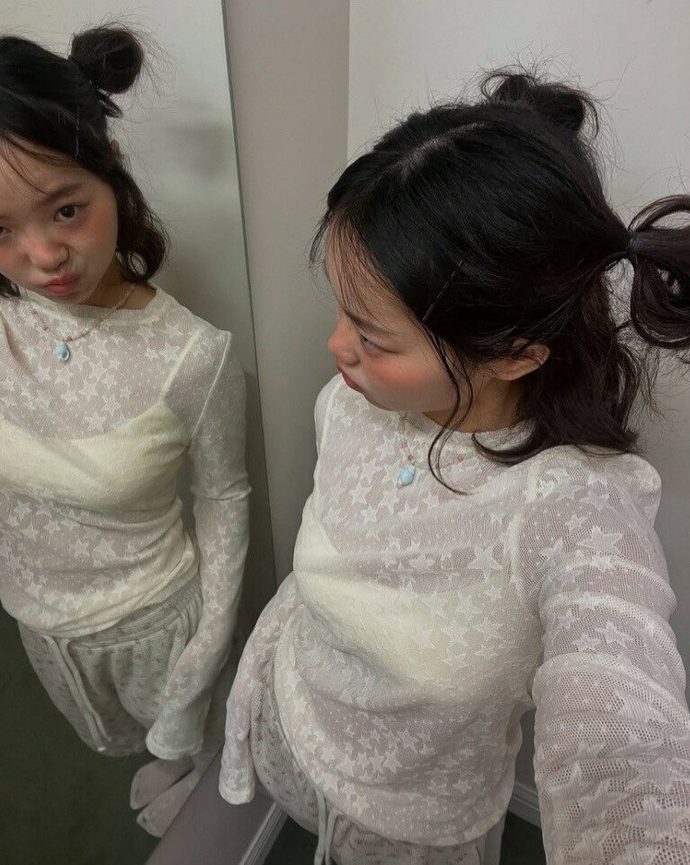 Rakuten - レースTシャツ 星 レディース INS 韓国ファッション Y2K (T)