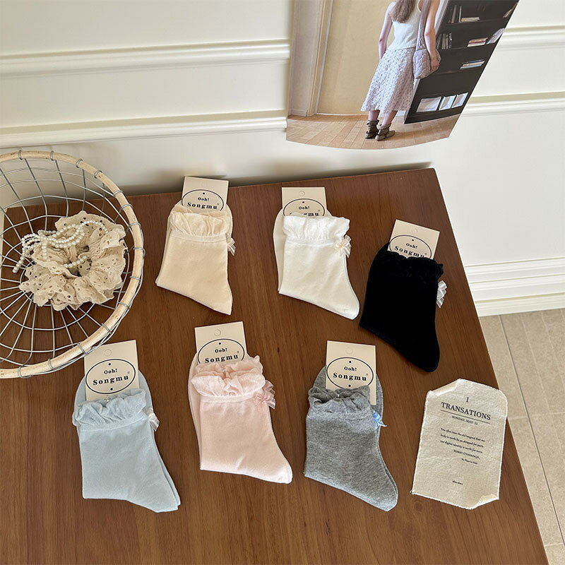 デザイン靴下 レディース 韓国ファッション リボン (T)