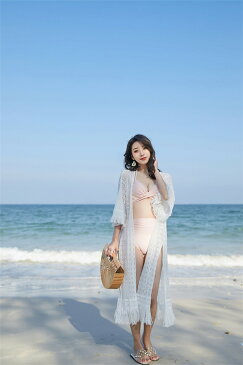 カットアウト レース タッセル セクシー 細い コート 海辺 リゾート ビーチ 日焼け止め服(T)