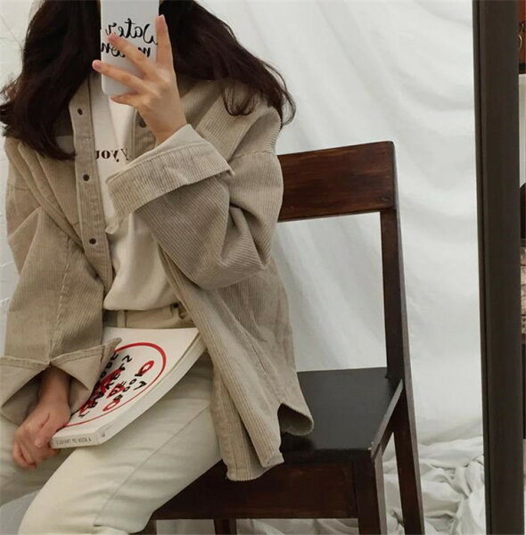 コーデにぴったり韓国ファッションおしゃれコーデュロイトレンチコートコート(T)