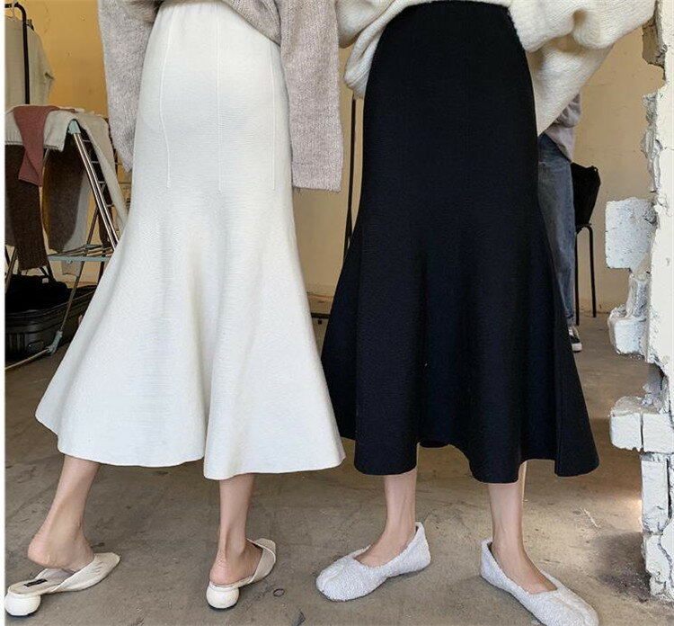 スリムフィッシュテイル ニット ハイウエスト タイトスカート (T)