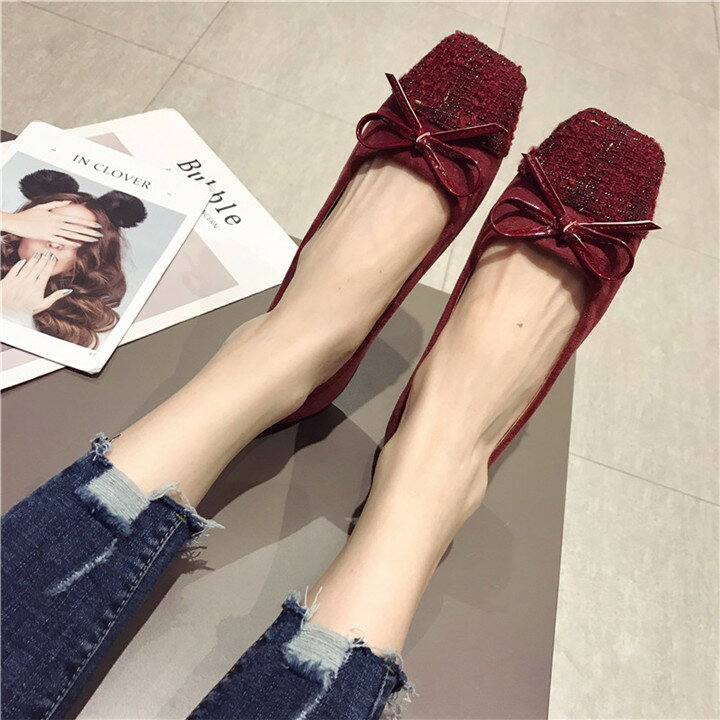 女性 韓国 フラット ファッション カジュアル シングルシューズ スリップ ソフトソール(T)