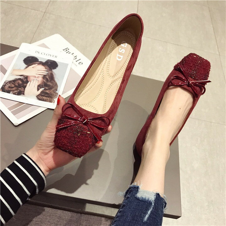 女性 韓国 フラット ファッション カジュアル シングルシューズ スリップ ソフトソール(T)