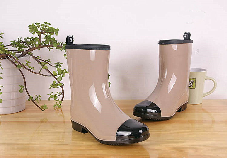 韓国 デザイン カラーマッチング レインブーツ スリップ アウトドア 可愛い ショートブーツ(T)