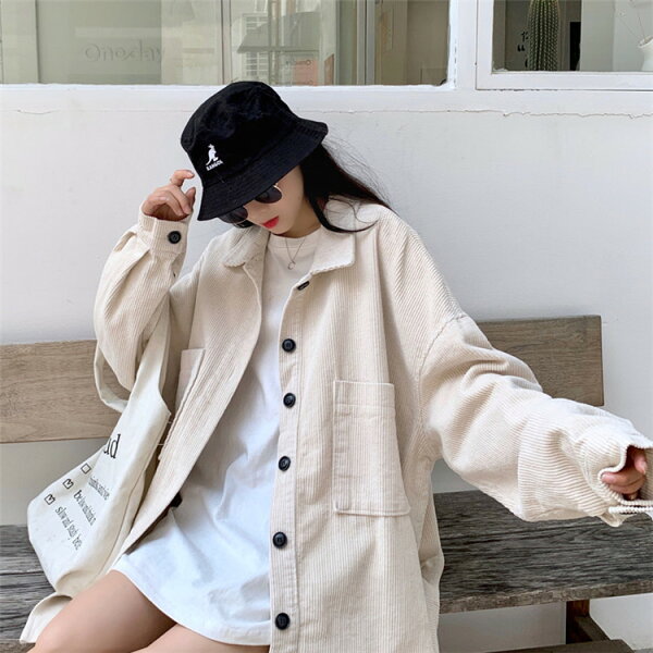 注目すべきアイテム大きいファットシスターコーデュロイトレンチコートコート(T)