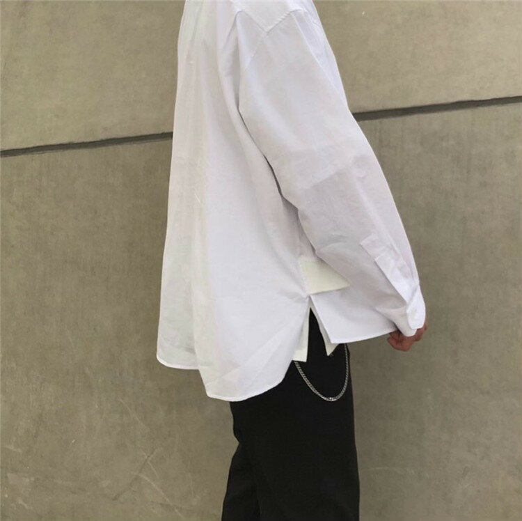 シャツ シンプル 長袖 ギャザリング【素材】ポリエステル コットン 【カラー】ブラック， ホワイト"サイズ：着丈：約70-78cm 袖丈：約58cm バスト：約130cm 肩幅：約52cm ※サイズについては2-3センチの誤差があります。"